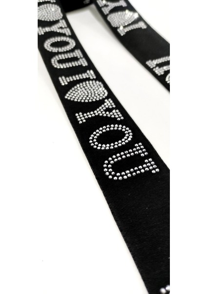 Özel Siyah Gümüş Love Taş Işlemeli Lastik Şerit fiyatları