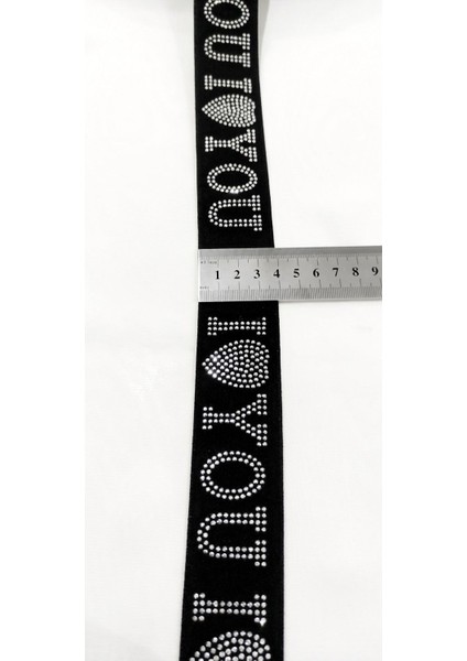 Özel Siyah Gümüş Love Taş Işlemeli Lastik Şerit fırsatları