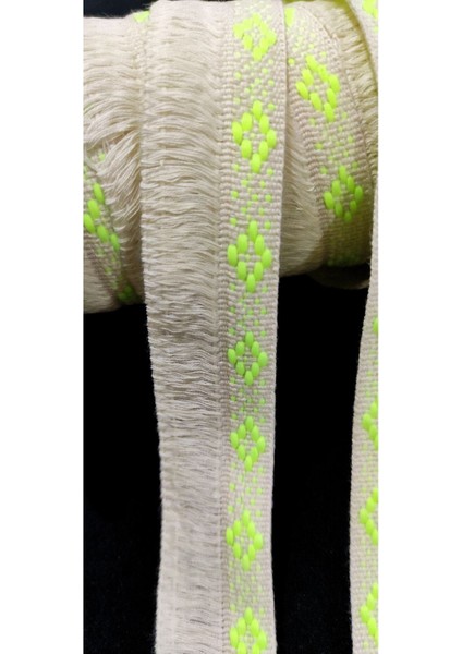 Neon Yeşil Desenli Pamuk Saçak Püskül