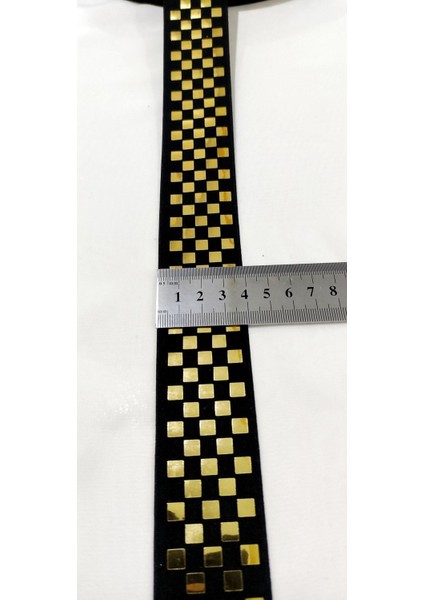 Siyah Gold Dama Desen Lastik Şerit modelleri