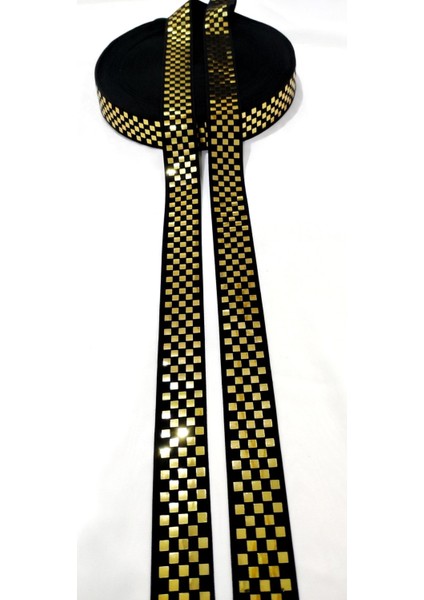 Siyah Gold Dama Desen Lastik Şerit fırsatları