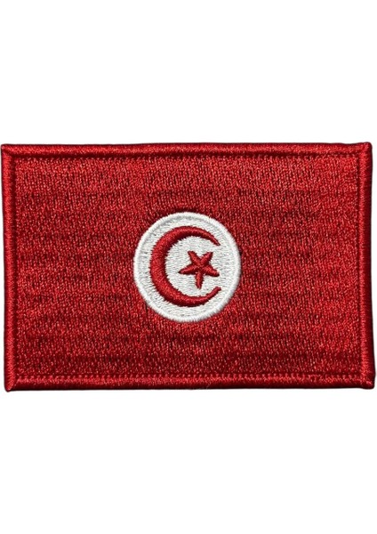 Tunus Bayrağı Nakış Patch Peç - 8x5 cm