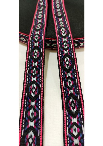 Siyah Renkli Etnik Dar Dokuma Şerit