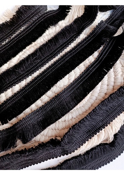 Siyah Pamuk Kenar Püskül Saçak