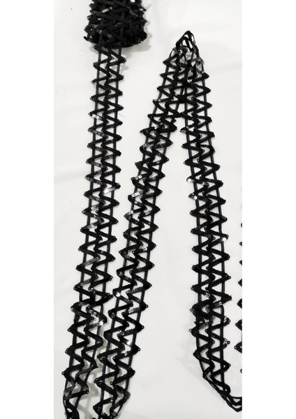 Siyah Zikzak Desen Pul Payet Şerit fırsatları