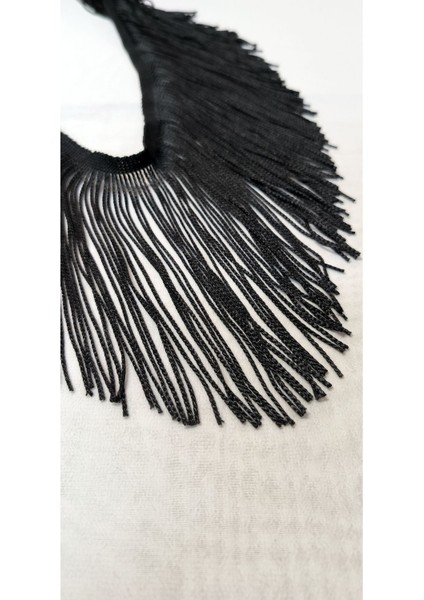 Si̇yah Düz Püskül Saçak 20 cm