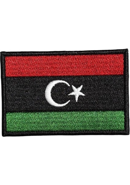 Libya Bayrağı Nakış Patch Peç - 8x5 cm