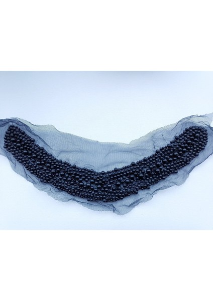 Siyah Tül Üzerine Siyah Incili Dekoralif Yaka fiyatları