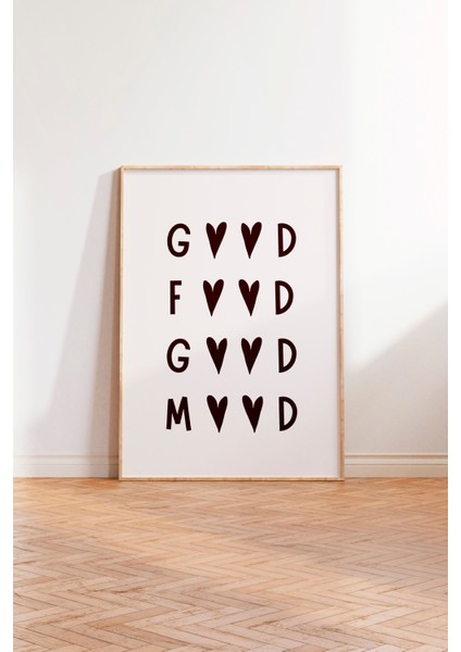 Ahşap Çerçeveli Tablo, Tipografi Kalp Sembolü, Kırmızı Yazı, Minimal Poster Poster No: 106615 modelleri