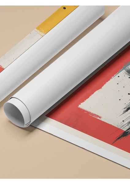 Çerçevesiz Poster, Minimalist Geometrik, Kırmızı ve Siyah Tonlar Poster No: 106591 fırsatları