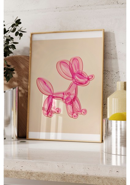 Ahşap Çerçeveli Tablo, Balon Köpek Heykeli, Gölge Efektli, 3D Minimal Poster No: 106456 fırsatları