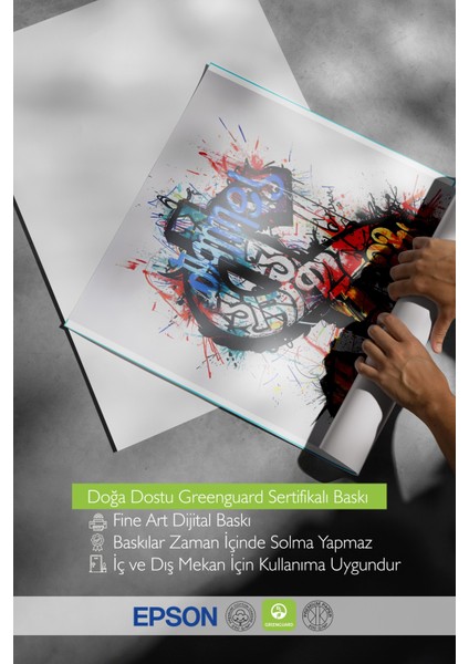 Ahşap Çerçeveli Tablo, Graffiti Stil Çapa, Tipografik Slogan ile Poster No: 107556