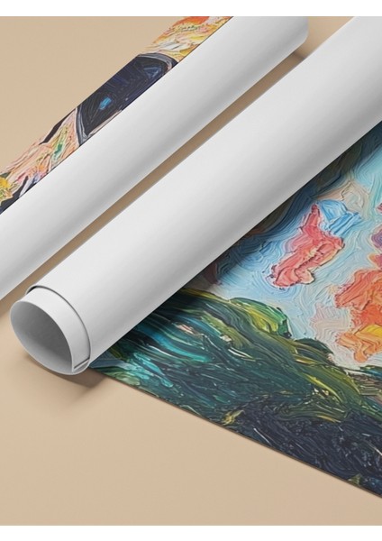 Çerçevesiz Poster, Kano ve Gün Batımı, Renkli Nehir Manzarası Poster No: 107331 fırsatları