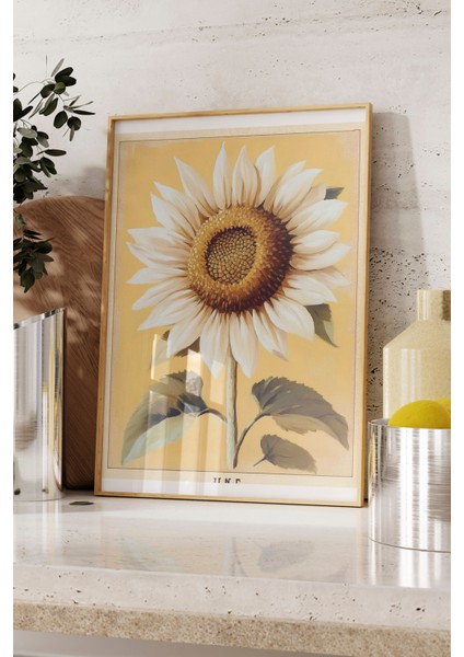 Ahşap Çerçeveli Tablo, Ayçiçeği, Vintage Çiçek Sanatı Poster No: 107436 fırsatları