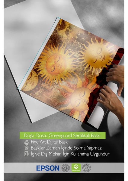 Çerçevesiz Poster, Güneş Yüzleri, Sarı Tonlarda Spiritüel Tasarım Poster No: 107439 indirimleri