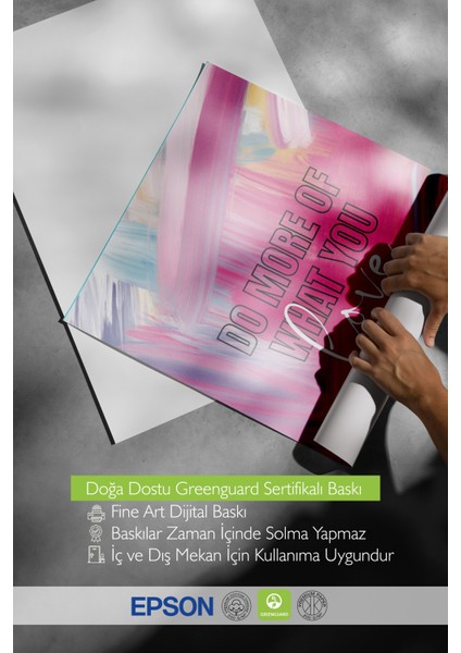 Ahşap Çerçeveli Tablo, Do More Of What You Love Yazısı, Renkli Fırça Efektleri Poster No: 107632 indirimleri