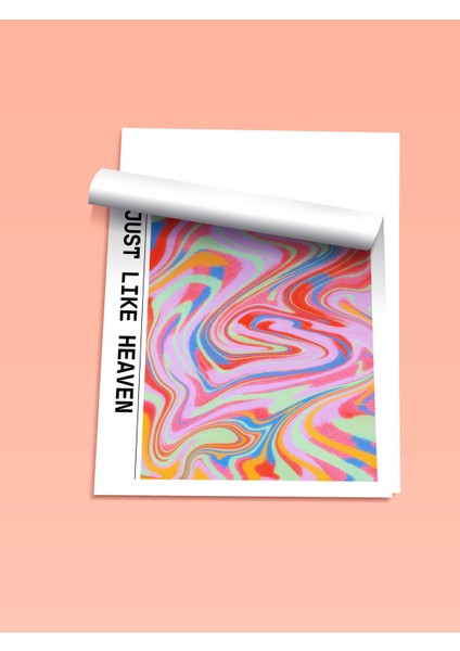 Çerçevesiz Poster, Just Like Heaven Yazısı, Renkli Dalga Deseni Poster No: 107662 fiyatları
