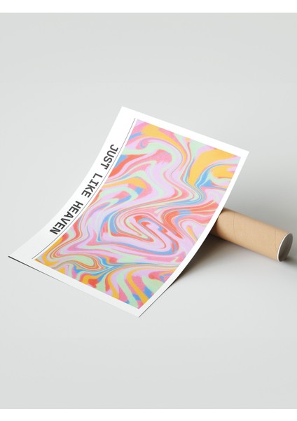 Çerçevesiz Poster, Just Like Heaven Yazısı, Renkli Dalga Deseni Poster No: 107662 modelleri