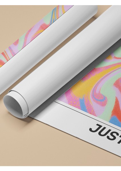 Çerçevesiz Poster, Just Like Heaven Yazısı, Renkli Dalga Deseni Poster No: 107662 fırsatları