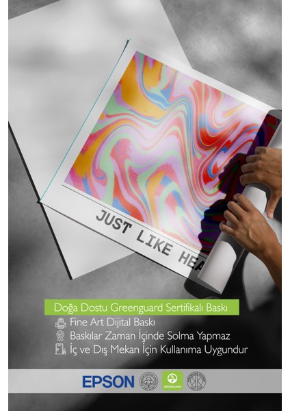 Çerçevesiz Poster, Just Like Heaven Yazısı, Renkli Dalga Deseni Poster No: 107662 indirimleri