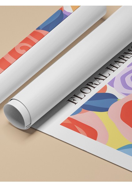 Çerçevesiz Poster, Renkli Güller, Floral Harmony Yazılı, Modern Grafik Poster No: 107615 fırsatları