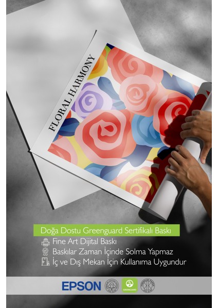 Çerçevesiz Poster, Renkli Güller, Floral Harmony Yazılı, Modern Grafik Poster No: 107615 indirimleri