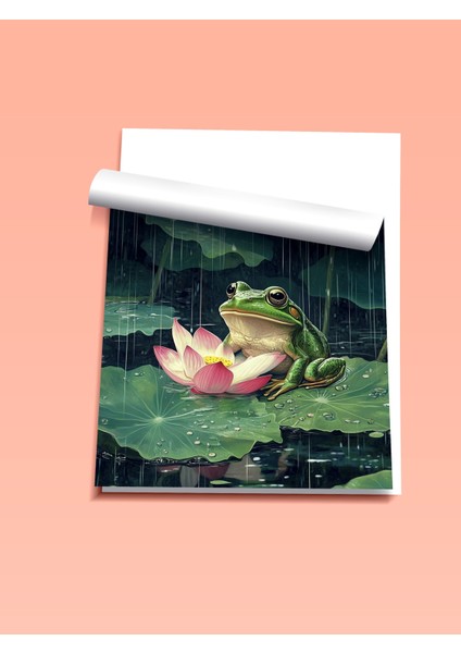 Çerçevesiz Poster, Kurbağa ve Nilüfer, Yağmur Damlası Efekti Poster No: 107361 fiyatları
