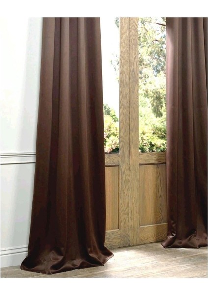 Depo Home Taç Karartma Blackout Pilesiz Fon Perde Tek Kanat Kahverengi BLCKHVRNG001, Kahverengi, 100 x 250