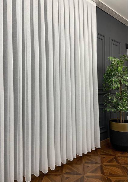 Home Ekru Ekstraforlu Pilesiz Keten Tül Perde 100 x 270 cm