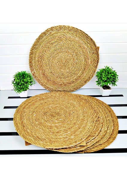 Adet Yuvarlak Hasır Bambu Amerikan Servis Hasır Örme Supla Bambu Altlık 36 cm