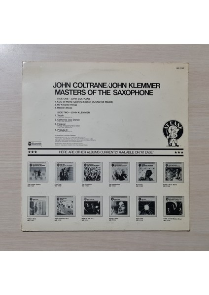 John Coltrane / John Klemmer - Masters Of The Saxophone - 1978 - Dönem Baskı Plak - Longplay - Lp fiyatları