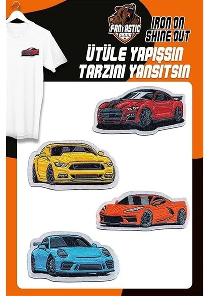 Ütü ile Yapışan Dokuma Arma Seti Patch Yama Renkli Arabalar Modeli (4 Adet) fiyatları