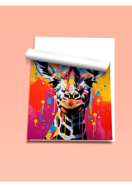 Çerçevesiz Poster, Zürafa, Renkli Sıçrama Efektli Arka Plan, Pop Art Poster No: 106589 fiyatları