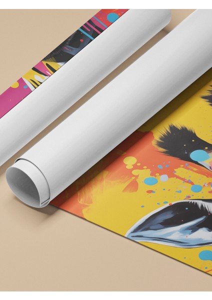 Çerçevesiz Poster, Zürafa, Renkli Sıçrama Efektli Arka Plan, Pop Art Poster No: 106589 fırsatları