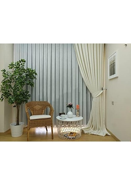 Home Ekru Düz Renk Keten Fon Perde, Pilesiz Düz Dikim, Tek Kanat 80 x 250 cm modelleri