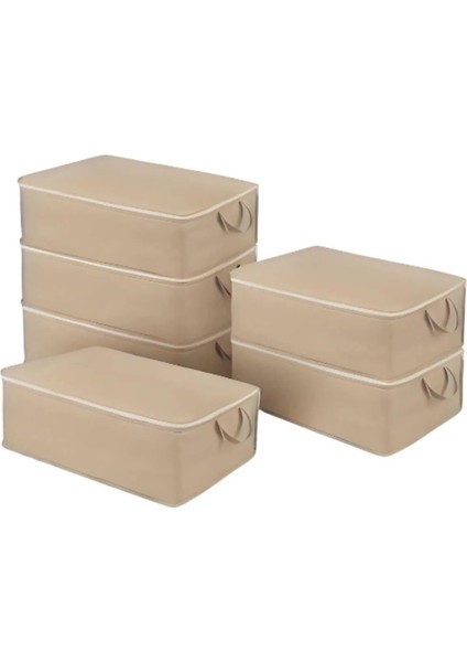 Tekstil 6 Adet Büyük Boy Kahverengi Yatak Baza Altı Çok Amaçlı Hurç 64 x 45 x 22 cm Kahverengi 44 x 65
