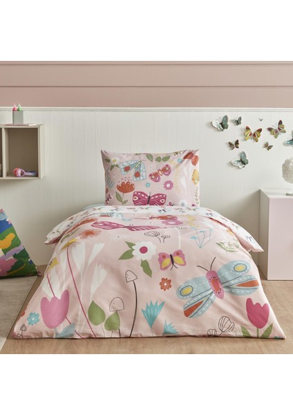 Home Young Butterfly %100 Pamuk Tek Kişilik Nevresim Takımı
