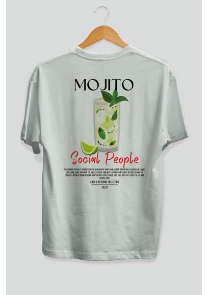 Mojıto Kokteyl Baskılı Oversize T-Shirt Erkek Kadın %100 Pamuk Bisiklet Yaka Tişort fiyatları