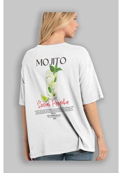 Mojıto Kokteyl Baskılı Oversize T-Shirt Erkek Kadın %100 Pamuk Bisiklet Yaka Tişort modelleri
