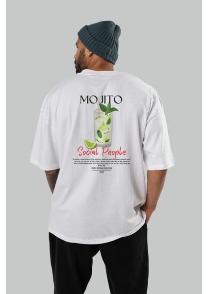Mojıto Kokteyl Baskılı Oversize T-Shirt Erkek Kadın %100 Pamuk Bisiklet Yaka Tişort fırsatları