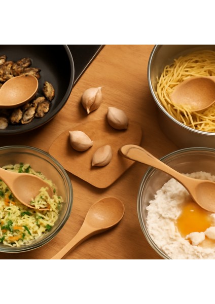 El Yapımı 6'lı Kayın Ağaçtan Şık ve Dayanıklı 13 cm Tahta Kaşık Seti | Doğal Ahşap Yemek Gereçleri