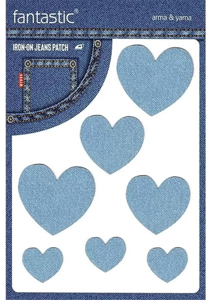 Ütü ile Yapışan Kot Arma Patch Kot Yaması, Denim, Jeans Onarım & Dekoratif Amaçlı Kalp (Buz Mavi)