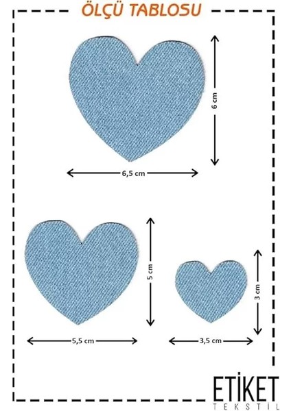 Ütü ile Yapışan Kot Arma Patch Kot Yaması, Denim, Jeans Onarım & Dekoratif Amaçlı Kalp (Buz Mavi) fiyatları