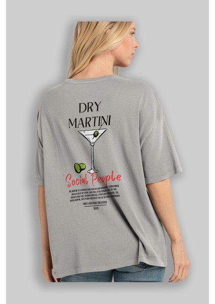 Dry Martını Kokteyl Baskılı Oversize T-Shirt Erkek Kadın %100 Pamuk Bisiklet Yaka Tişort modelleri