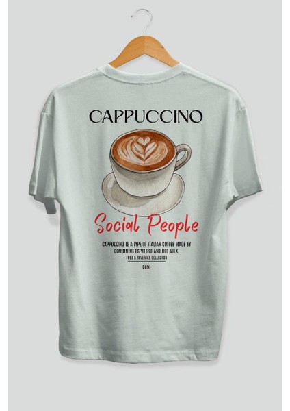 Cappuccino Kokteyl Baskılı Oversize T-Shirt Erkek Kadın %100 Pamuk Bisiklet Yaka Tişort fiyatları