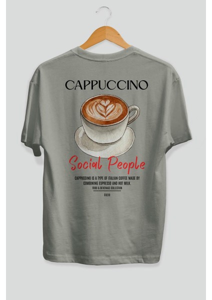 Cappuccino Kokteyl Baskılı Oversize T-Shirt Erkek Kadın %100 Pamuk Bisiklet Yaka Tişort fiyatları