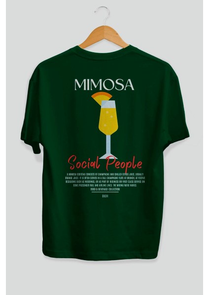 Mimosa Kokteyl Baskılı Oversize T-Shirt Erkek Kadın %100 Pamuk Bisiklet Yaka Tişort fiyatları