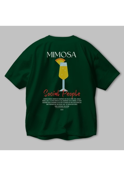 Mimosa Kokteyl Baskılı Oversize T-Shirt Erkek Kadın %100 Pamuk Bisiklet Yaka Tişort modelleri