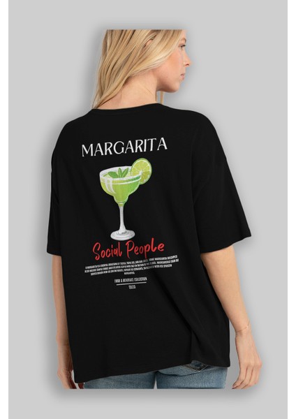 Margarita Kokteyl Baskılı Oversize T-Shirt Erkek Kadın %100 Pamuk Bisiklet Yaka Tişort fırsatları