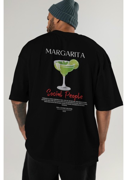 Margarita Kokteyl Baskılı Oversize T-Shirt Erkek Kadın %100 Pamuk Bisiklet Yaka Tişort